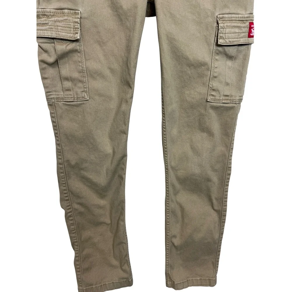 Levis Cargo Pants Boys Size 16 Khaki Elastic Waist Drawstring H972-Y16 Twill G17